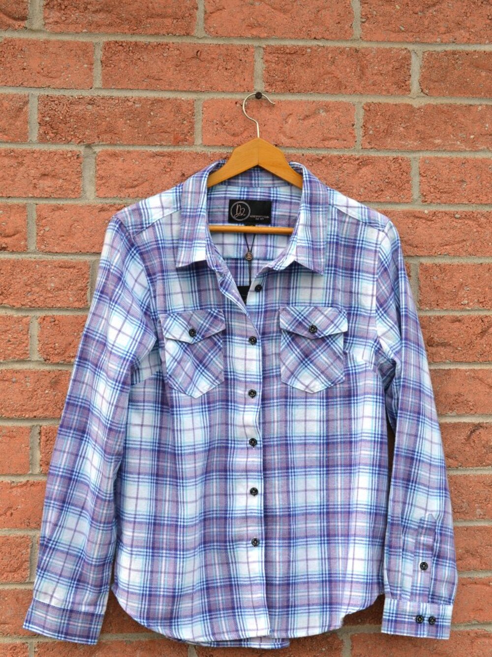 Purple Blue Flannel Plaid shirt